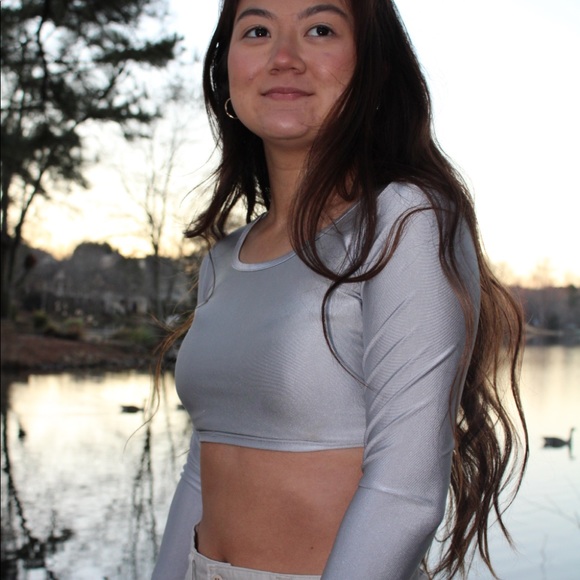Silver Long Sleeved Crop - Picture 2 of 5